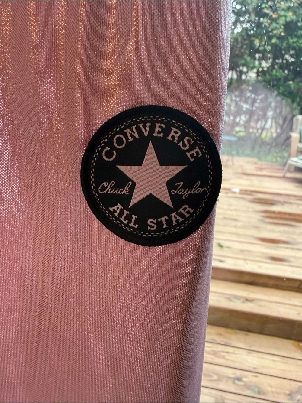 Converse Girls' Shimmery Pink Leggings with Badge